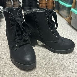 Lace/zip up combat booties